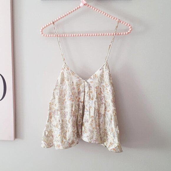 NWOT Zara floral printed boho-inspired sleeveless cami top w/ metallic fibre, XS - Picture 11 of 15